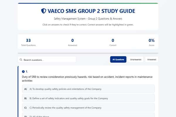 VAECO SMS Group 2 Study Guide