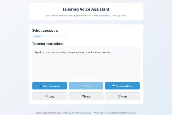 Tailoring Voice Assistant - Live Voice to Tailoring Notes