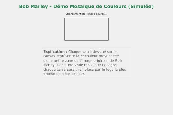 Bob Marley - Démo Mosaïque de Couleurs