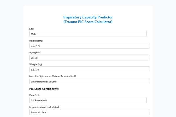 Inspiratory Capacity Predictor with PIC Score
