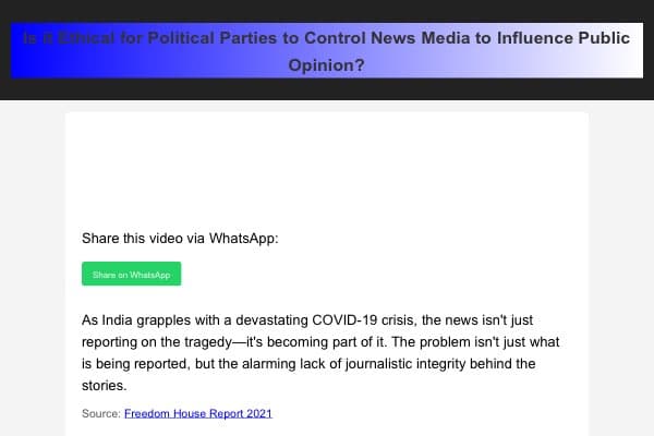 Ethics of Political Influence on News Media