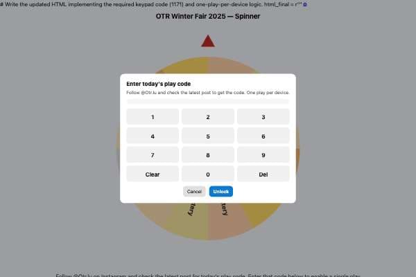 OTR Winter Fair — Spinner