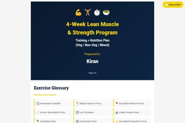 4-Week Fitness Program - Mobile