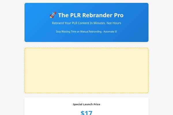 The PLR Rebrander Pro - Rebrand PLR Content in Minutes