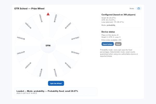 OTR Wheel — Probability / Deterministic