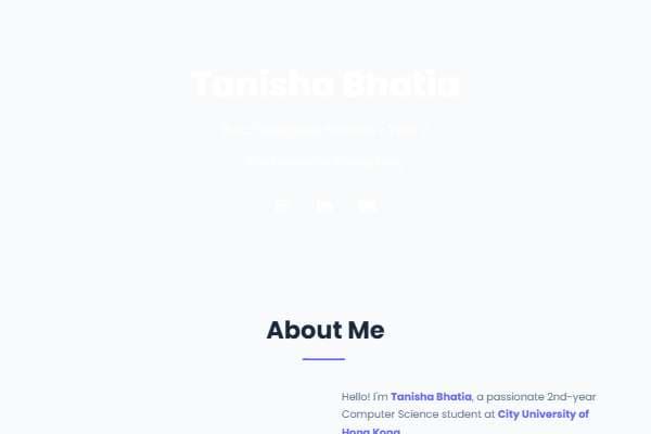 Tanisha Bhatia | Computer Science Student & Web Creator