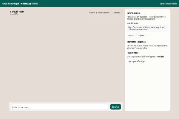 Chat de Groupe (WhatsApp-style) • Firebase