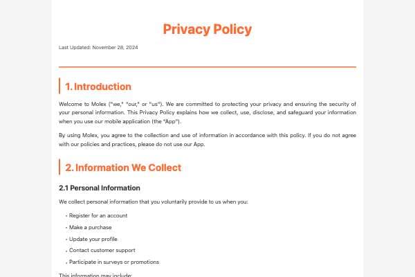 Privacy Policy - Molex
