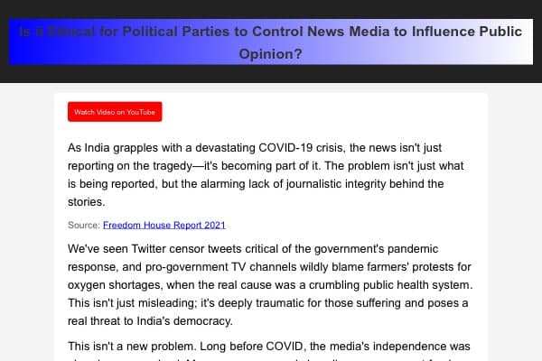 Ethics of Political Influence on News Media