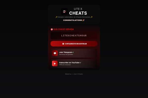 Lite X Cheats — Key Generator